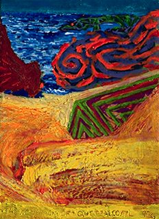 the comeback of Quetzalcoatl, 20 x 30 cm, acryl on canvas, 1991